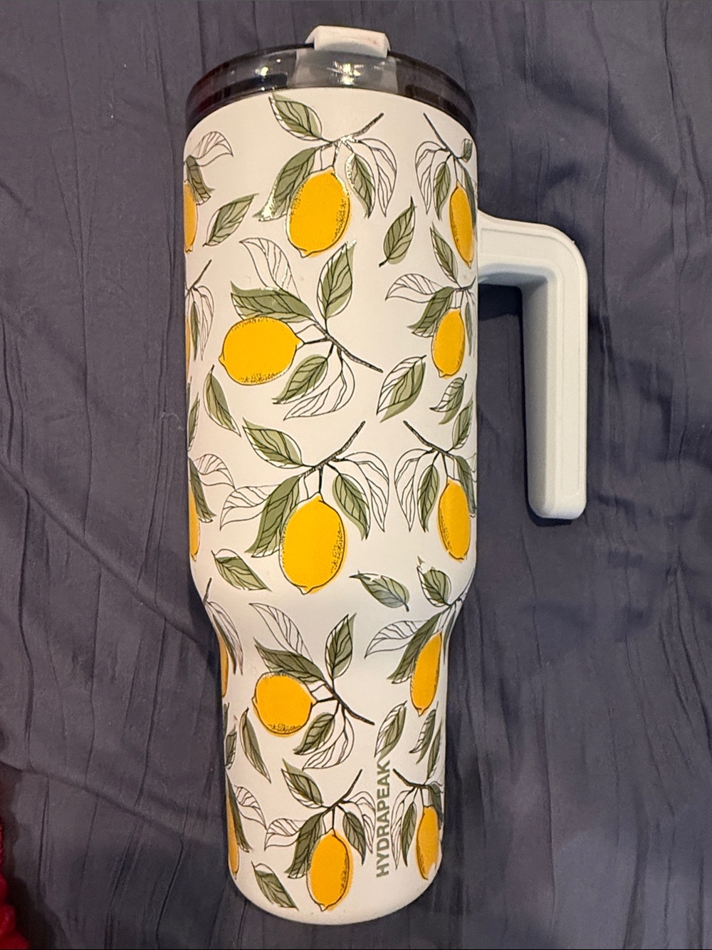 Hydrapeak Lemon Print Insulated Travel Mug - White & Yellow